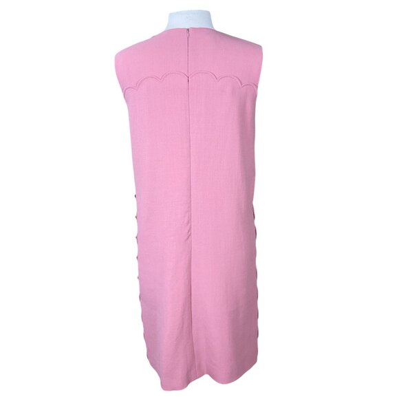 Escada Dascalopa Scalloped Pink Wool Sleeveless Lined Midi Dress 38 or US 8 - Picture 6 of 11